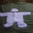 PREEMIE PURPLE SWEATER, HAT, BOTTIES