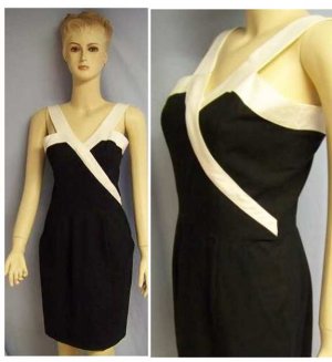 Paris france black white halter dress Sm US 4 French 38