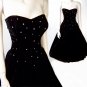 strapless party dress Black velvet prong set rhinestones  small