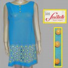 Seashells Miami 60s mini dress blue yellow daisies semi sheer med