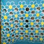 Seashells Miami 60s mini dress blue yellow daisies semi sheer med
