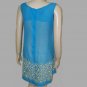 Seashells Miami 60s mini dress blue yellow daisies semi sheer med