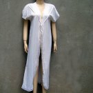 vintage cotton Gauze tie robe cover up lace trim long size MEDIUM