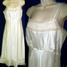Vtg 40s Barbizon nightgown crystal pleat lace inserts old nylon size 14 miss