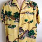 Mens shirt Vintage CALIFORNIA RAINBOW rayon hawaiian shirt hula girls large