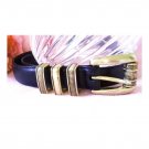 Classic Brighton Black Leather Belt Gold Buckle Size Small