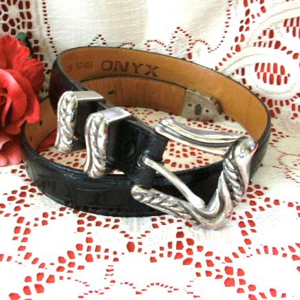 brighton onyx mock alligator xs belt leather