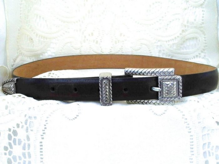 Brighton Dark Brown Leather Belt Silver Buckle Medium 30