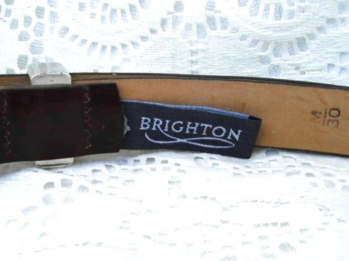 Brighton Dark Brown Leather Belt Silver Buckle Medium 30
