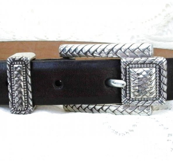 Brighton Dark Brown Leather Belt Silver Buckle Medium 30