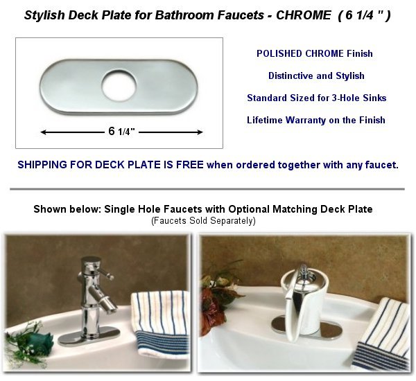 NEW DECK PLATE FOR BATHROOM FAUCETS CHROME ( 6 1/4" )