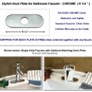 NEW DECK PLATE FOR BATHROOM FAUCETS - CHROME  ( 6 1/4" )