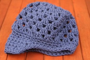 Indigo beanie with brim - newborn-3 months