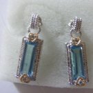 Blue Crystal and Cubic Zirconia two tone earrings