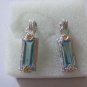 Blue Crystal and Cubic Zirconia two tone earrings