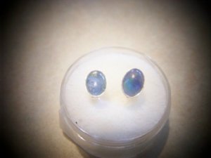 Opal stud  Earrings hand crafted  in 925 Sterling Silver