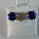 Blueberry Blue Cubic Zirconia post earrings sterling silver