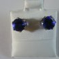 Blueberry Blue Cubic Zirconia post earrings sterling silver
