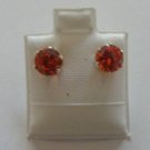 Orange post earrings sterling silver cubic zirconia