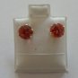 Orange post earrings sterling silver cubic zirconia