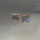 10kt Yellow Gold Basket 6x6mm Cubic Zirconia CZ stud earrings