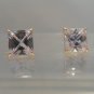 10kt Yellow Gold Basket 8x8mm Princess Cut (Square) Cubic Zirconia CZ stud earrings