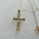 10kt Yellow Gold Diamond Cut Gold Cross and pendant chain