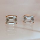Sky Blue Topaz Natural Mined Gemstone 7x5mm Emerald Cut 14kt gold filled earring