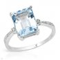 Genuine Blue Topaz and Diamond accents 4.11ctw 925 sterling silver size 7