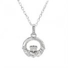 Irish Claddagh pendant charm necklace crafted in 925 sterling silver 18inch
