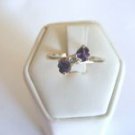 Purple Amethyst Gemstone with White Topaz sterling silver ring size 6.5