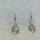 Praisiolite Amethyst Green Gemstone 8x6mm oval leverback sterling earrings