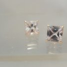 10kt Yellow Gold 7x7mm Princess Cut post pierced Cubic Zirconia CZ earrings