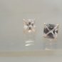 10kt Yellow Gold 7x7mm Princess Cut post pierced Cubic Zirconia CZ earrings