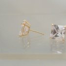 10kt solid Yellow Gold 6x6mm Princess Cut post Cubic Zirconia CZ earrings