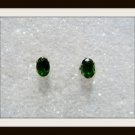 Chrome Diopside semi precious gemstone 6x4mm oval Earrings 14kt Yellow Gold