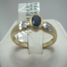 Blue Sapphire and Diamond Accent Gemstone 14kt Yellow Gold ring size 6.25