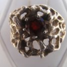 Garnet Gemstone 6mm round filigree casting ladies size 9 Sterling Silver ring