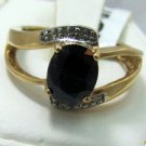 Midnight Blue Sapphire and Diamond accent Gemstone 10kt Yellow Gold Ring size 7