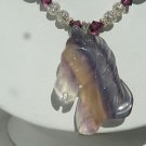 Flourite Gemstone Horse Pendant earrings,bracelet and Necklace Jewelry Set