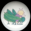 BABY BUGS Ceramic Knobs Pulls ~ GRASSHOPPER
