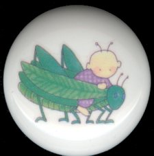 BABY BUGS Ceramic Knobs Pulls ~ GRASSHOPPER