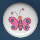Whimsical PINK BUTTERFLY Ceramic Knob KNOBS