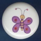 Whimsical PURPLE BUTTERFLY Ceramic Knob KNOBS