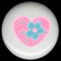 PINK HEART w/ Lil Blue Retro Flowers * Ceramic Knobs