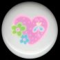 PINK HEART with 3 Lil Retro Flowers * Ceramic Knobs