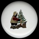 Rustic Lodge Decor - BEAR CHOPPING WOOD ~ Ceramic Knobs Pulls