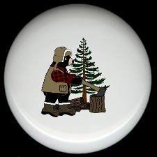 Rustic Lodge Decor - BEAR CHOPPING WOOD ~ Ceramic Knobs Pulls
