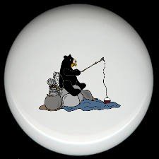 Rustic Lodge Decor - BEAR FISHING #4 ~ Ceramic Knobs Pulls