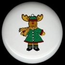Rustic Lodge Decor - GIRL MOOSE in WINTER ~ Ceramic Knobs Pulls